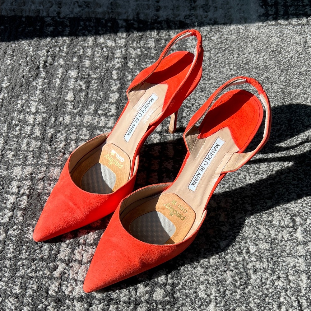 Manolo Blahnik orange heels